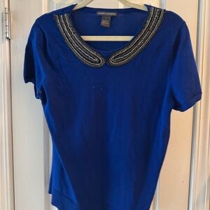 Chelsea & Theodore Royal Blue Beaded Sweater